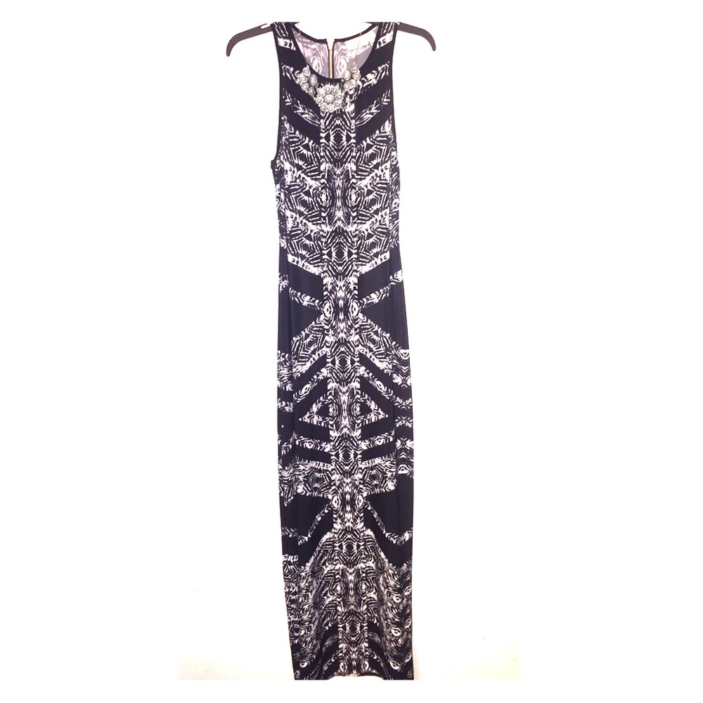 Bisou Bisou Black and White Printed Maxi Dress